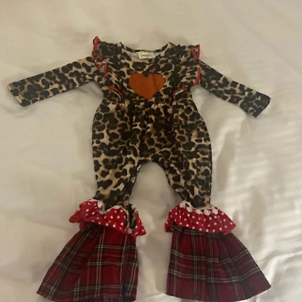 Chettah Print Ruffled flared leg Jumper 3-6 Months